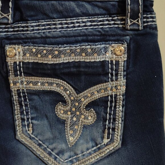 Rock Revival sz 26 "Sherry" Crystal Rhinestone Style E8439MB8R Embellished Jeans - Picture 7 of 11